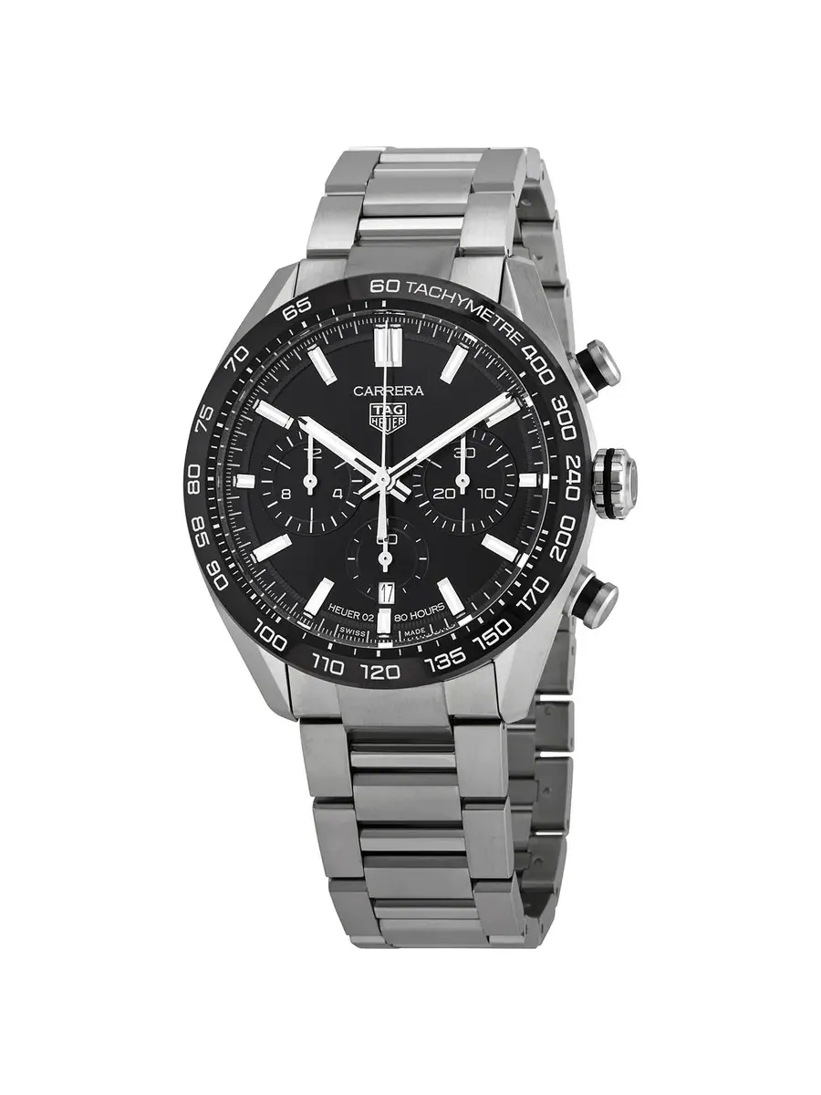 Мужские часы Tag Heuer Carrera Chronograph Automatic с черным циферблатом CBN2A1B.BA0643 — черный