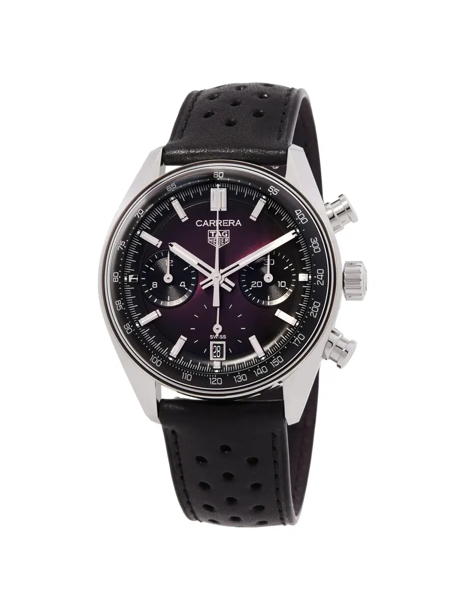 Мужские часы Tag Heuer Carrera Chronograph Automatic с фиолетовым циферблатом CBS2219.FC6607 — серебристый