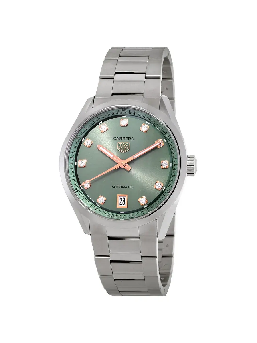 Женские автоматические часы Tag Heuer Carrera Date с бриллиантами WBN2317.BA0001 — изображение 1 из 3, оттенок серебряный
