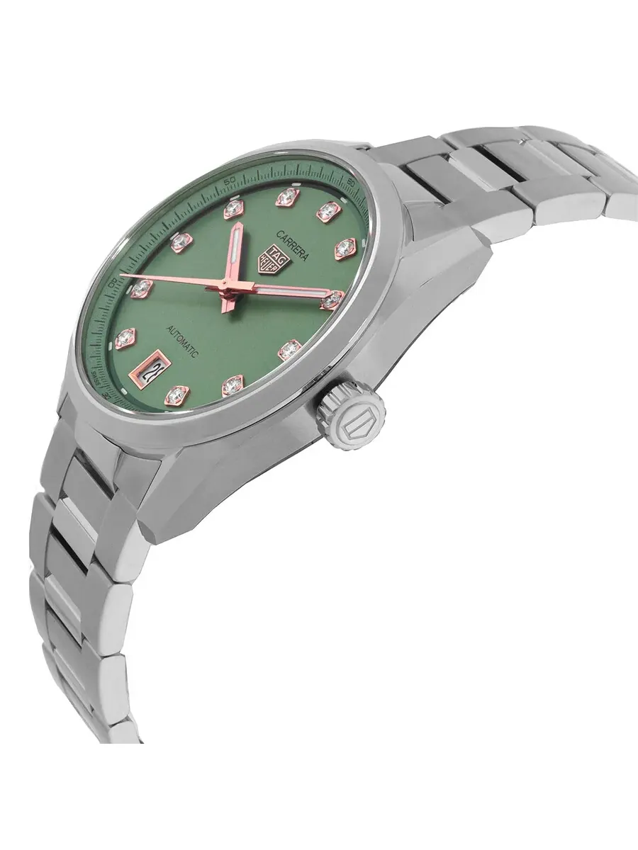 Женские автоматические часы Tag Heuer Carrera Date с бриллиантами WBN2317.BA0001 — изображение 2 из 3, оттенок серебряный