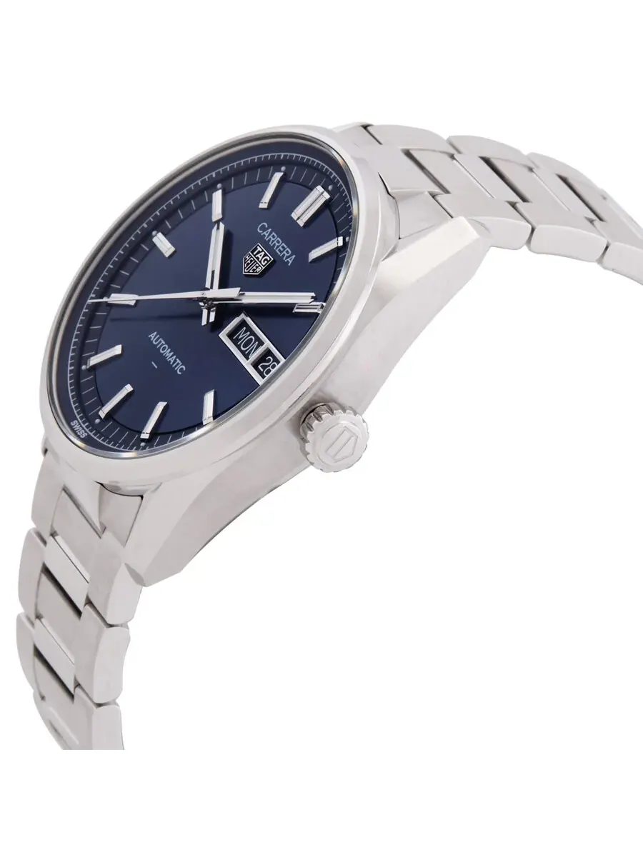 Часы Tag Heuer Carrera Day-Date Automatic с синим циферблатом WDA2112.BA0043 — изображение 2 из 3, оттенок серебряный