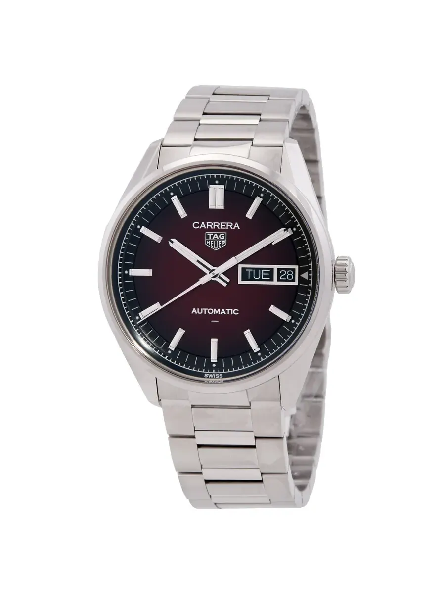 Часы Tag Heuer Carrera Day-Date Automatic с красным циферблатом WDA2113.BA0043 — серебристый