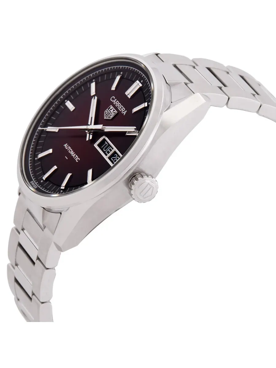 Часы Tag Heuer Carrera Day-Date Automatic с красным циферблатом WDA2113.BA0043 — изображение 2 из 3, оттенок серебряный