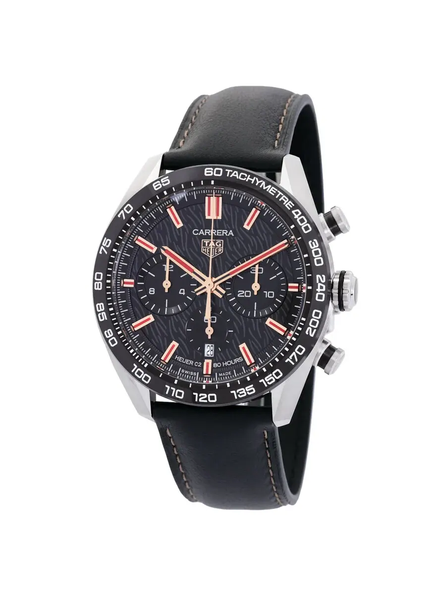 Мужские часы Tag Heuer Carrera Year Of The Rabbit Chronograph Automatic с черным циферблатом CBN2A1L.FC6521, оттенок черный
