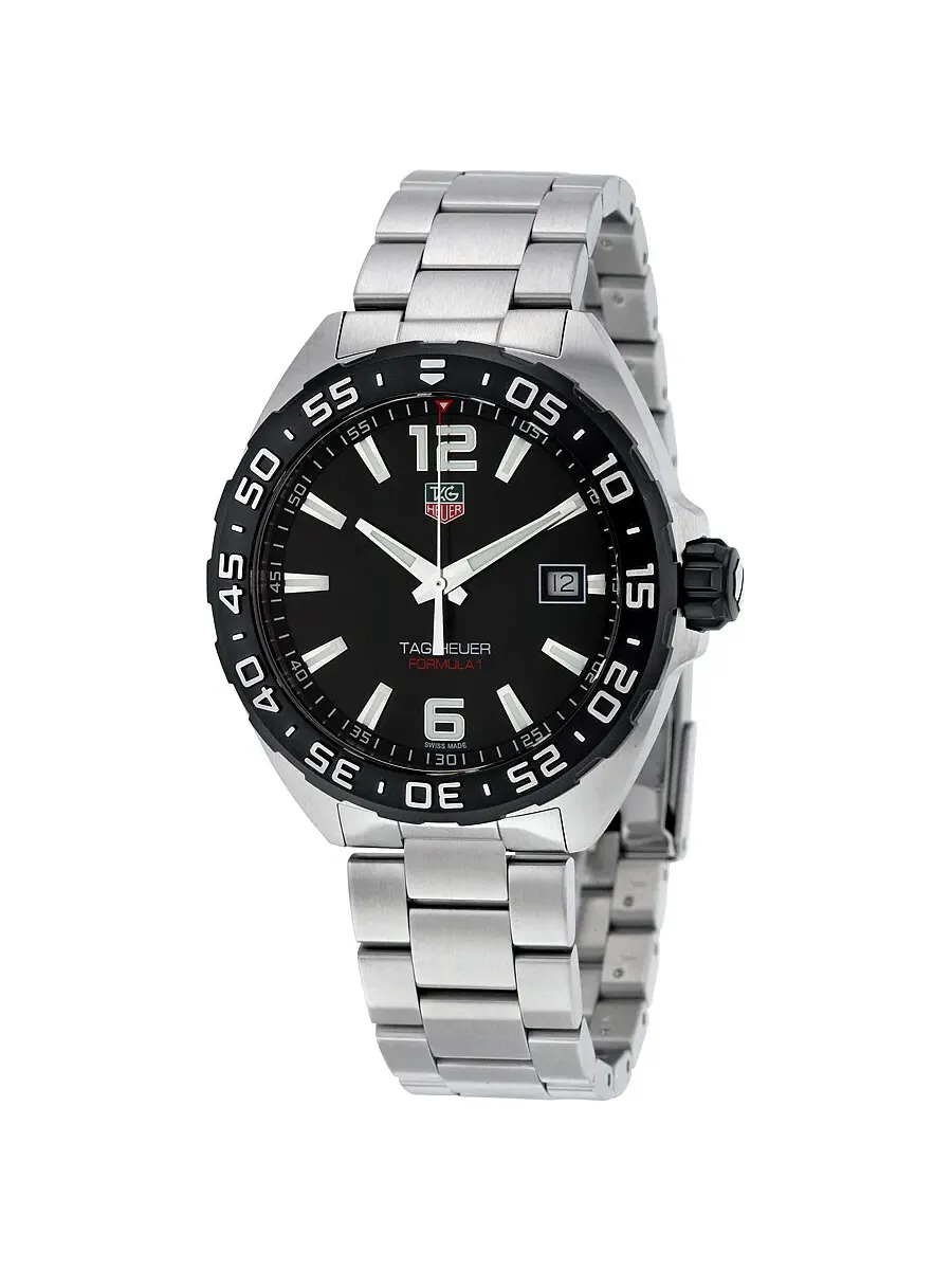 Мужские часы Tag Heuer Formula 1 с черным циферблатом WAZ1110.BA0875 — серебристый