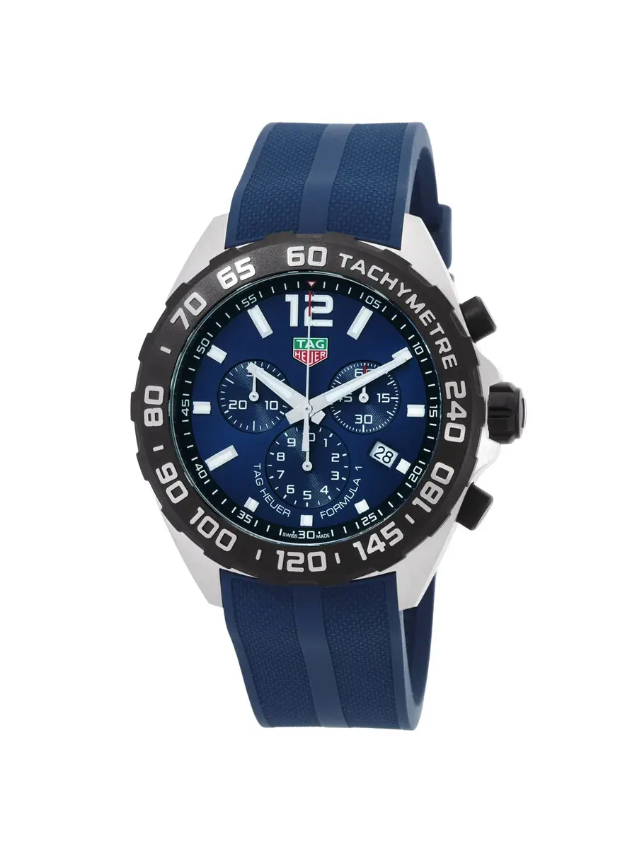 Мужские часы Tag Heuer Formula 1 Хронограф Кварцевые с синим циферблатом CAZ101AV.FT8077 — черный
