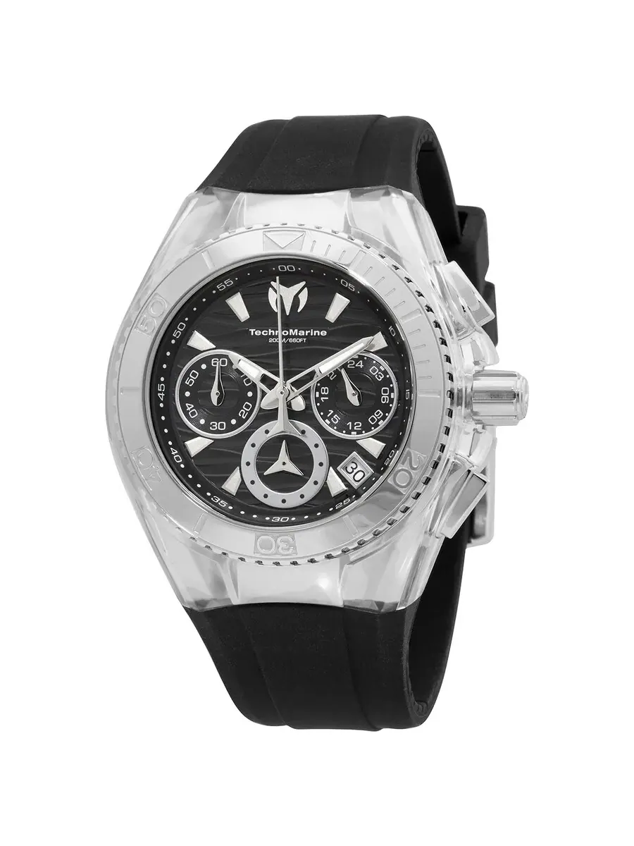 Женские часы Technomarine Cruise с кварцевым механизмом и черным циферблатом TM-120034 — серебристый