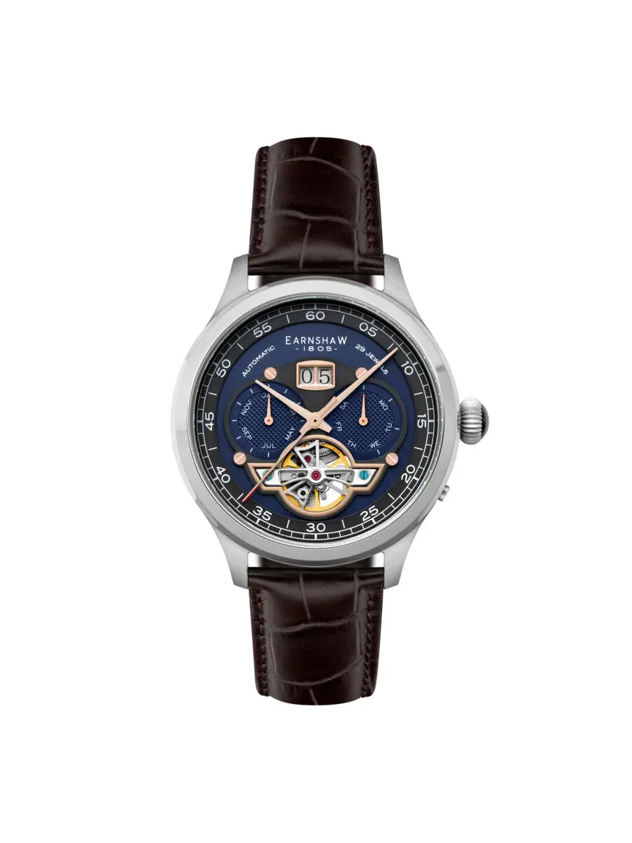 Мужские часы Thomas Earnshaw Baron с синим циферблатом ES-8187-02 — серебристый