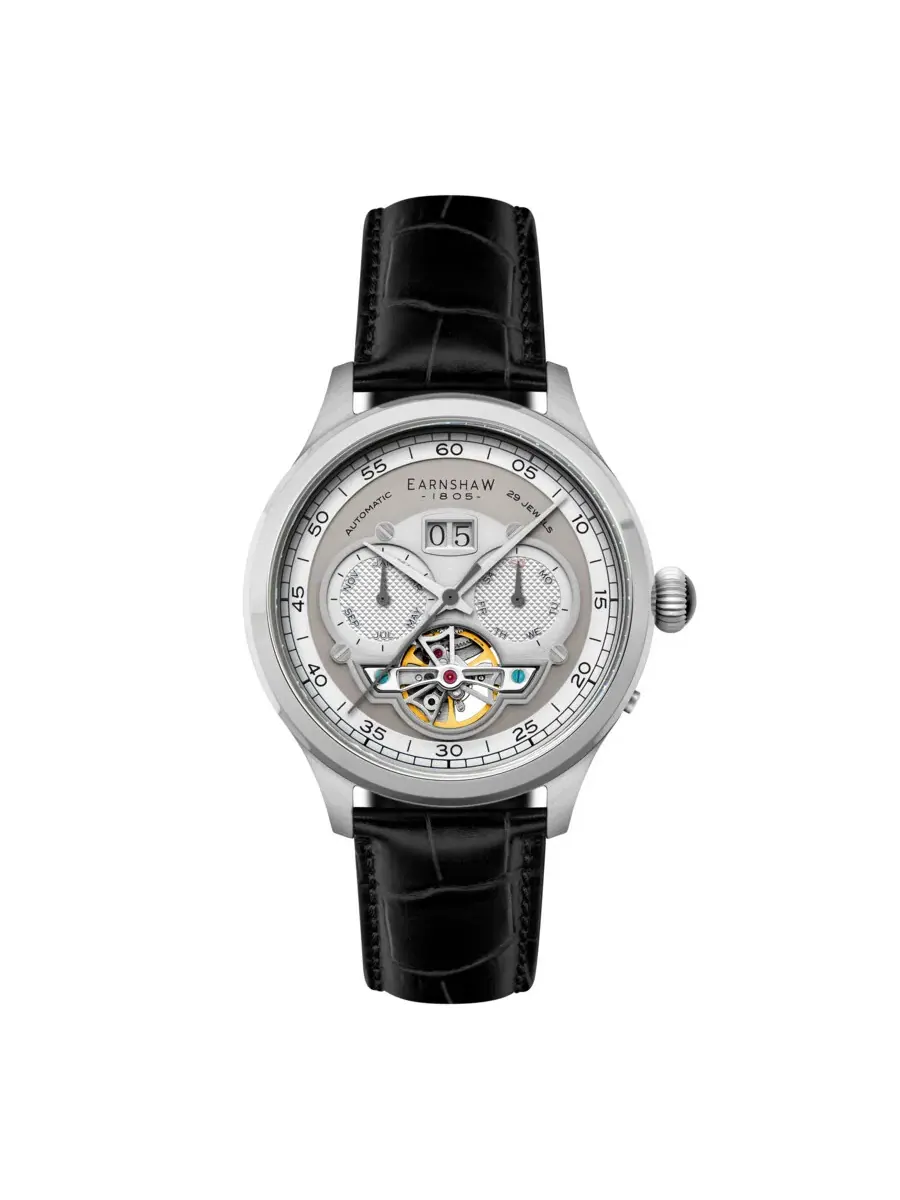 Мужские часы Thomas Earnshaw Baron Chronograph Automatic с серым циферблатом ES-8187-01 — серебристый