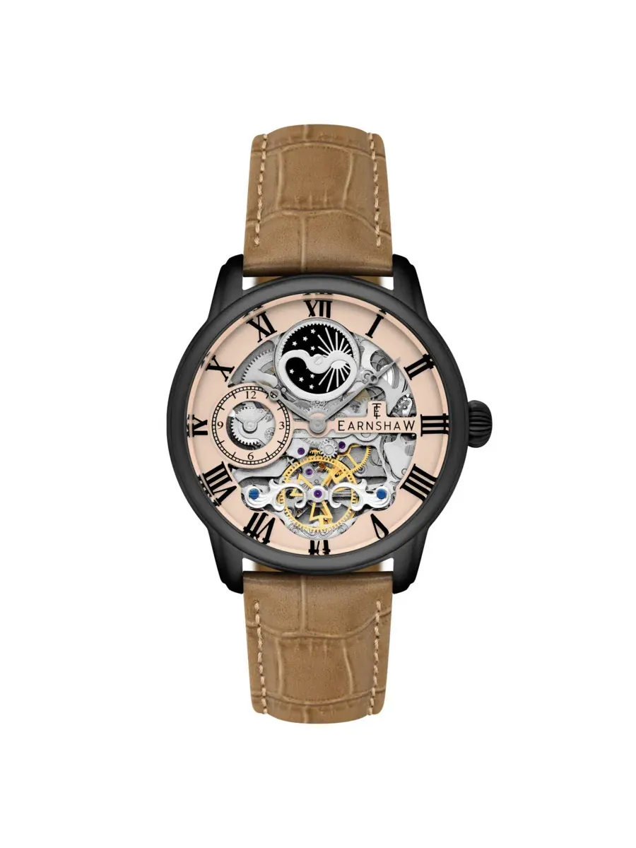 Мужские часы Thomas Earnshaw Longitude Brown с циферблатом, модель ES-8006-0G — изображение 1 из 3, оттенок черный