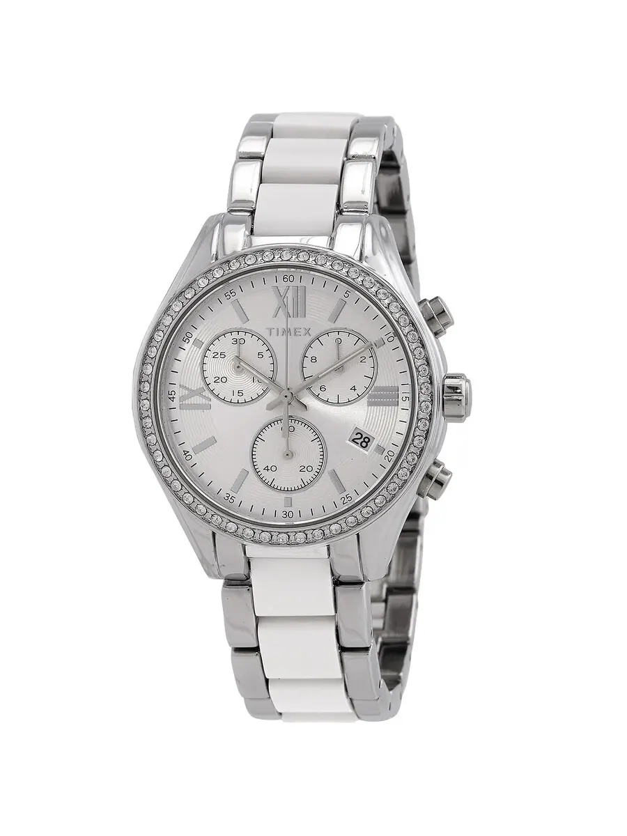 Женские часы Timex Classic Chronograph с кварцевым механизмом и серебристым циферблатом TW2V74700 — серебристый