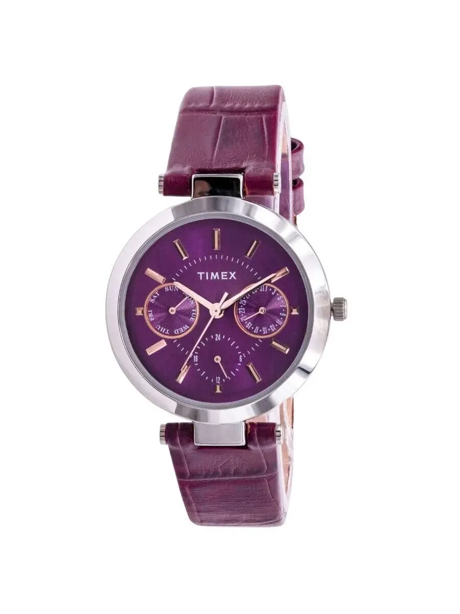 Женские часы Timex Classic Quartz с фиолетовым циферблатом TW2T46200 — серебристый