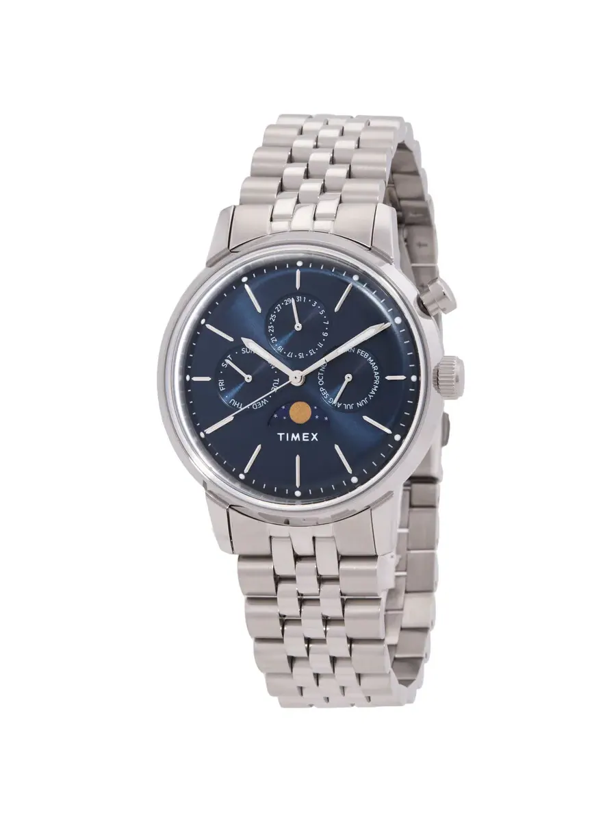 Часы Timex Marlin Quartz с фазами Луны и синим циферблатом TW2W51300JR — изображение 1 из 3, оттенок серебряный