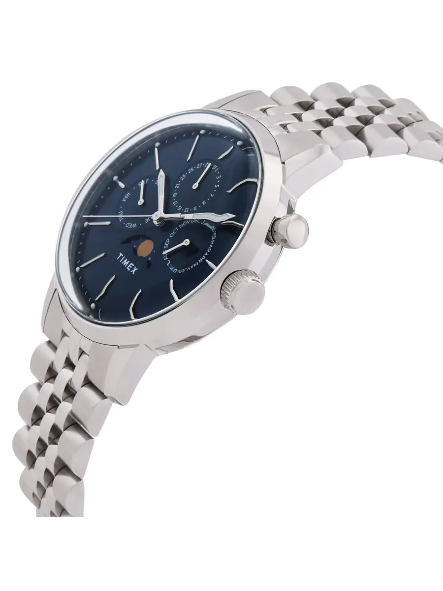 Часы Timex Marlin Quartz с фазами Луны и синим циферблатом TW2W51300JR — изображение 2 из 3, оттенок серебряный