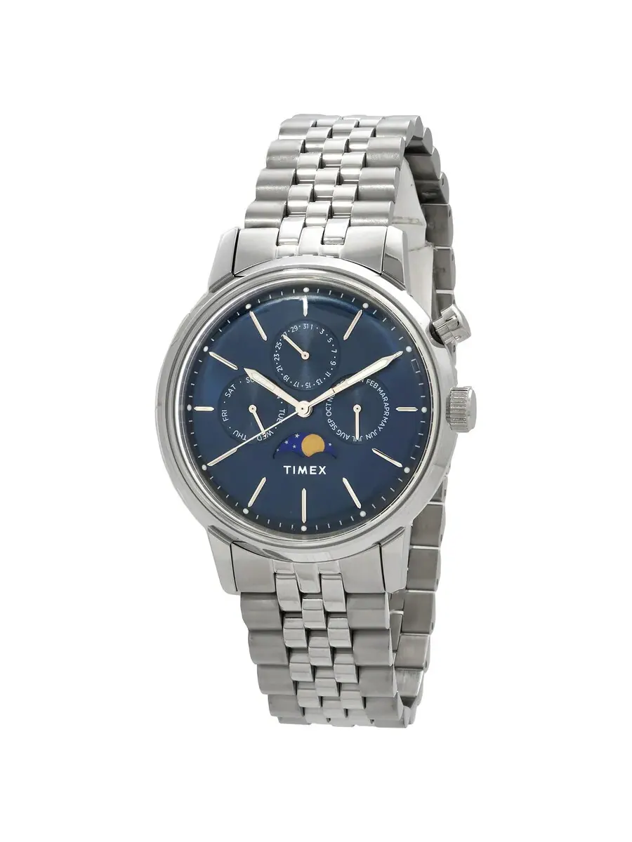 Часы Timex Marlin Quartz с фазами Луны и синим циферблатом TW2W51300VQ — изображение 1 из 3, оттенок серебряный