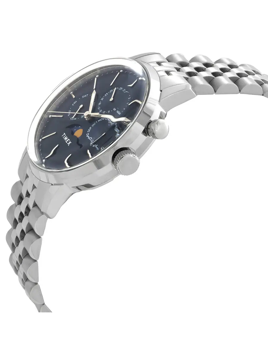 Часы Timex Marlin Quartz с фазами Луны и синим циферблатом TW2W51300VQ — изображение 2 из 3, оттенок серебряный