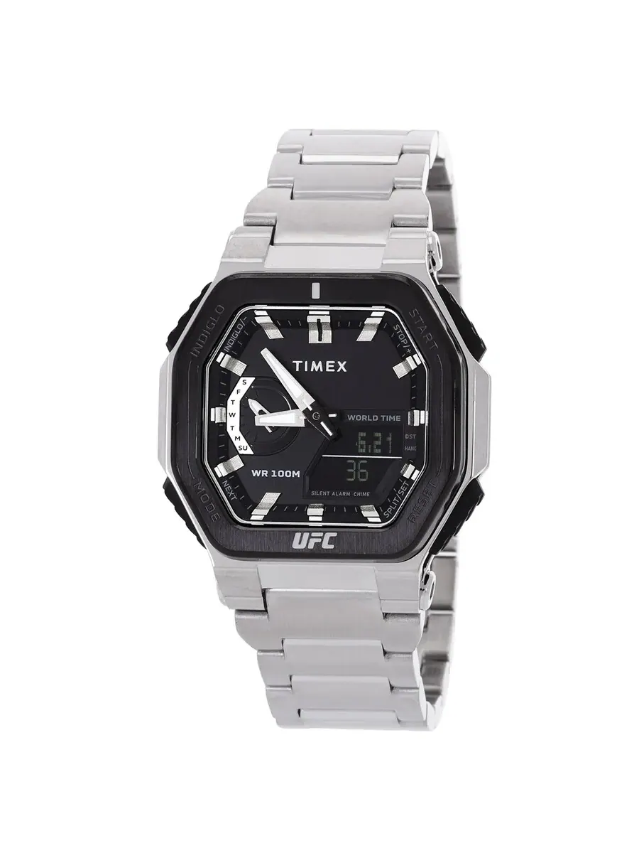 Мужские часы Timex UFC Colossus Alarm World Time Quartz Аналого-цифровые черный циферблат TW2V84600 — изображение 1 из 3