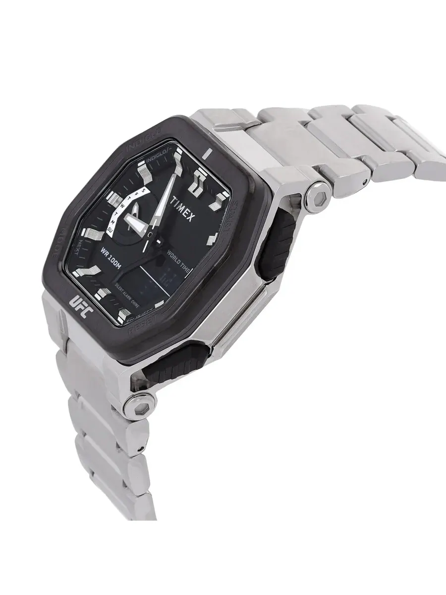 Мужские часы Timex UFC Colossus Alarm World Time Quartz Аналого-цифровые черный циферблат TW2V84600 — изображение 2 из 3