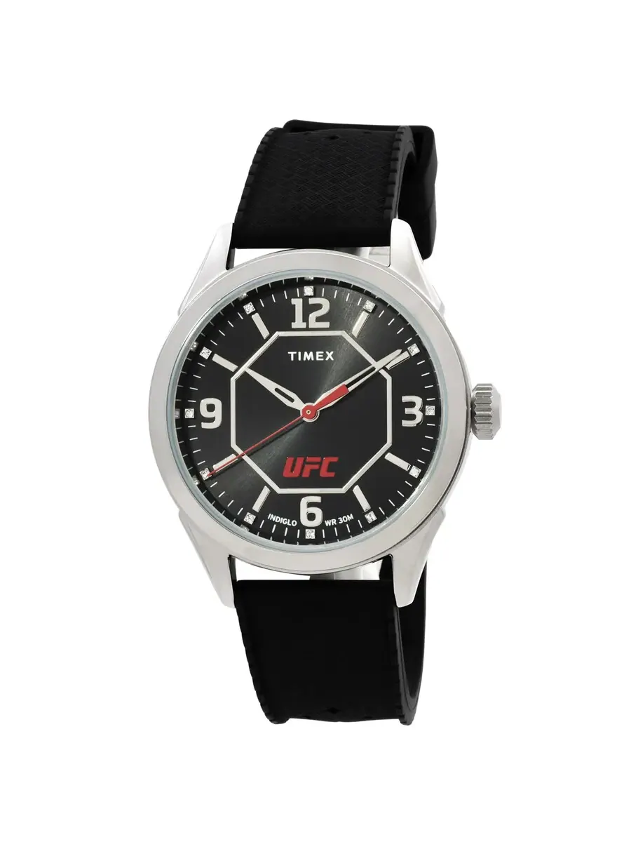 Мужские кварцевые часы Timex UFC Street Quartz с черным циферблатом TW2V56100 — изображение 1 из 3, оттенок серебряный