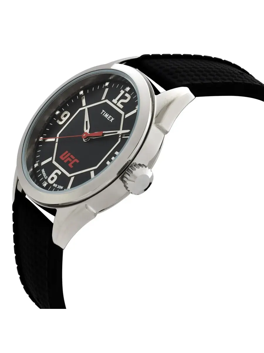 Мужские кварцевые часы Timex UFC Street Quartz с черным циферблатом TW2V56100 — изображение 2 из 3, оттенок серебряный