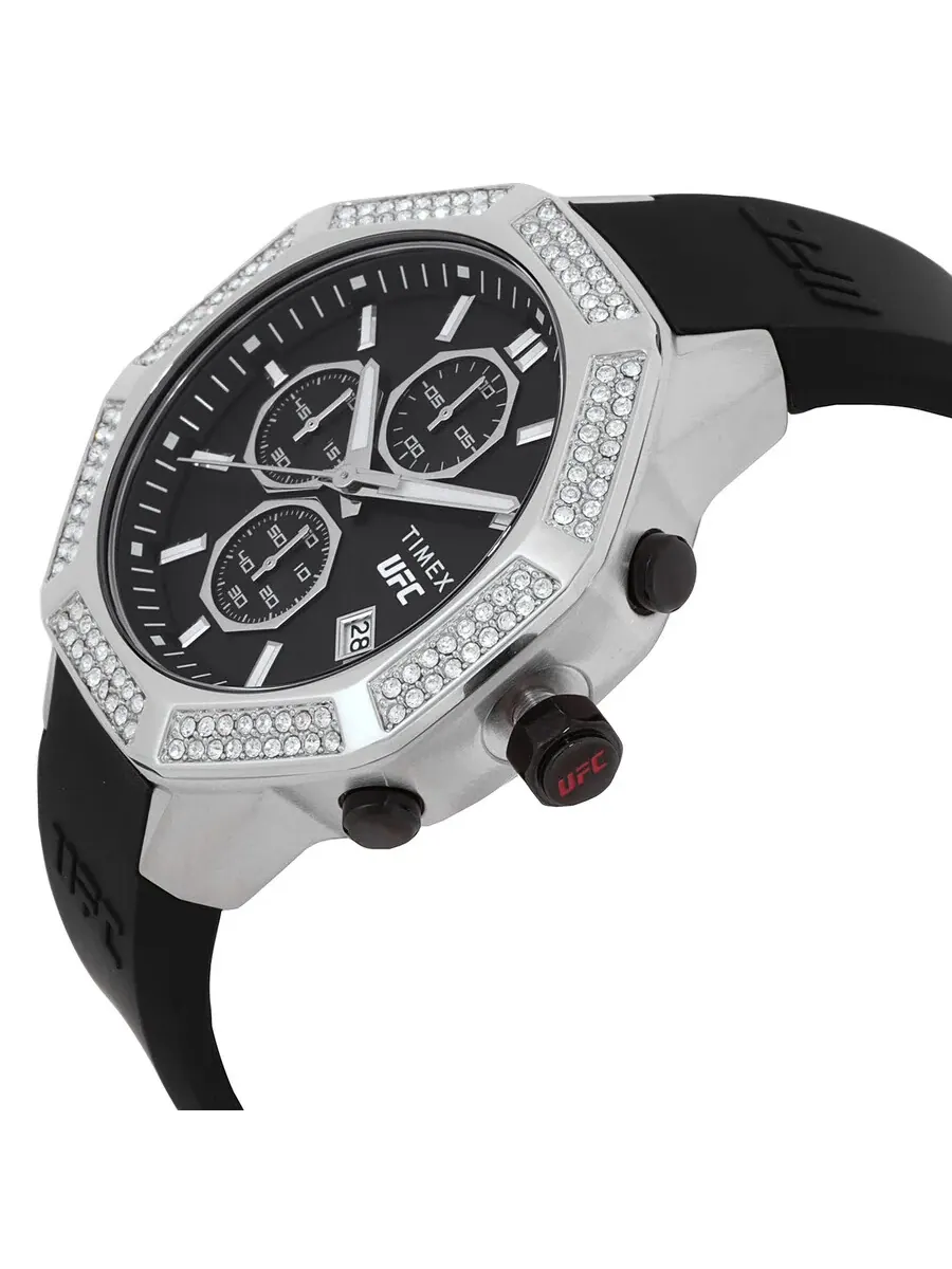 Мужские часы Timex UFC King Chronograph Quartz с черным циферблатом TW2V99300JR — изображение 2 из 3, оттенок серебряный