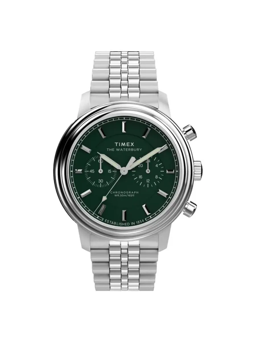 Мужские часы Timex Waterbury Metropolitan Chronograph Quartz с зеленым циферблатом TW2Y23600 — изображение 1 из 3