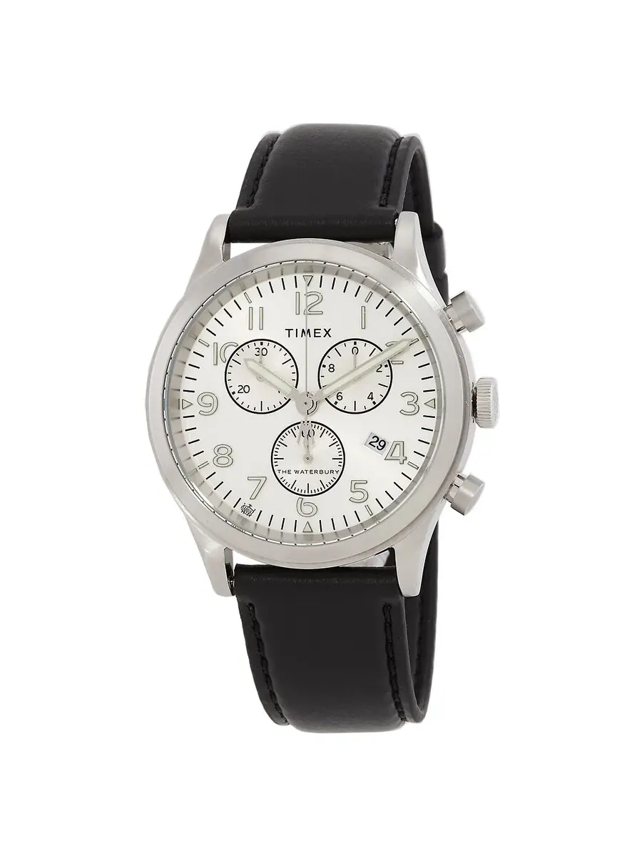 Мужские часы Timex Waterbury Traditional Chronograph Quartz с серебристым циферблатом TW2W48100 — изображение 1 из 3