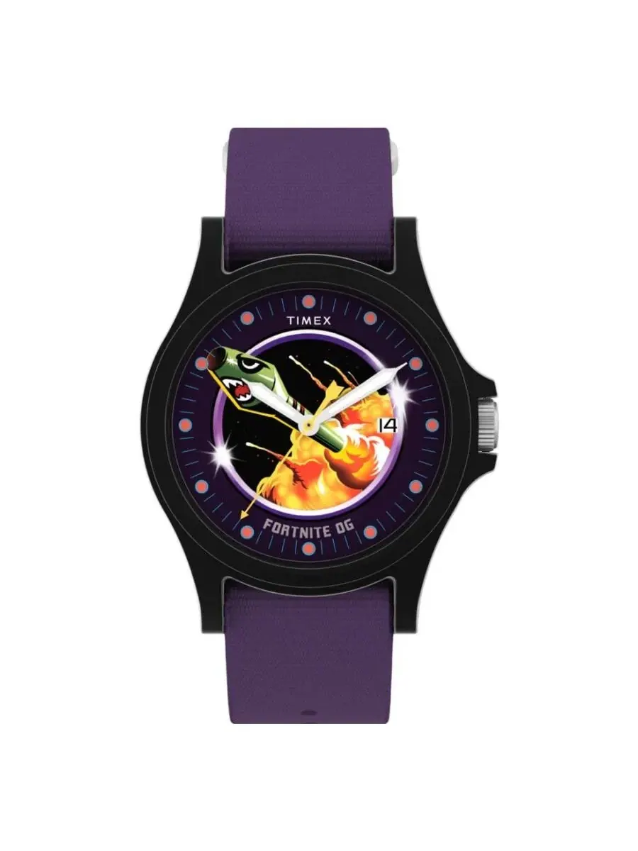 Мужские часы Timex X Fortnite Acadia Quartz с фиолетовым циферблатом TW2Y46300 — изображение 1 из 1, оттенок черный