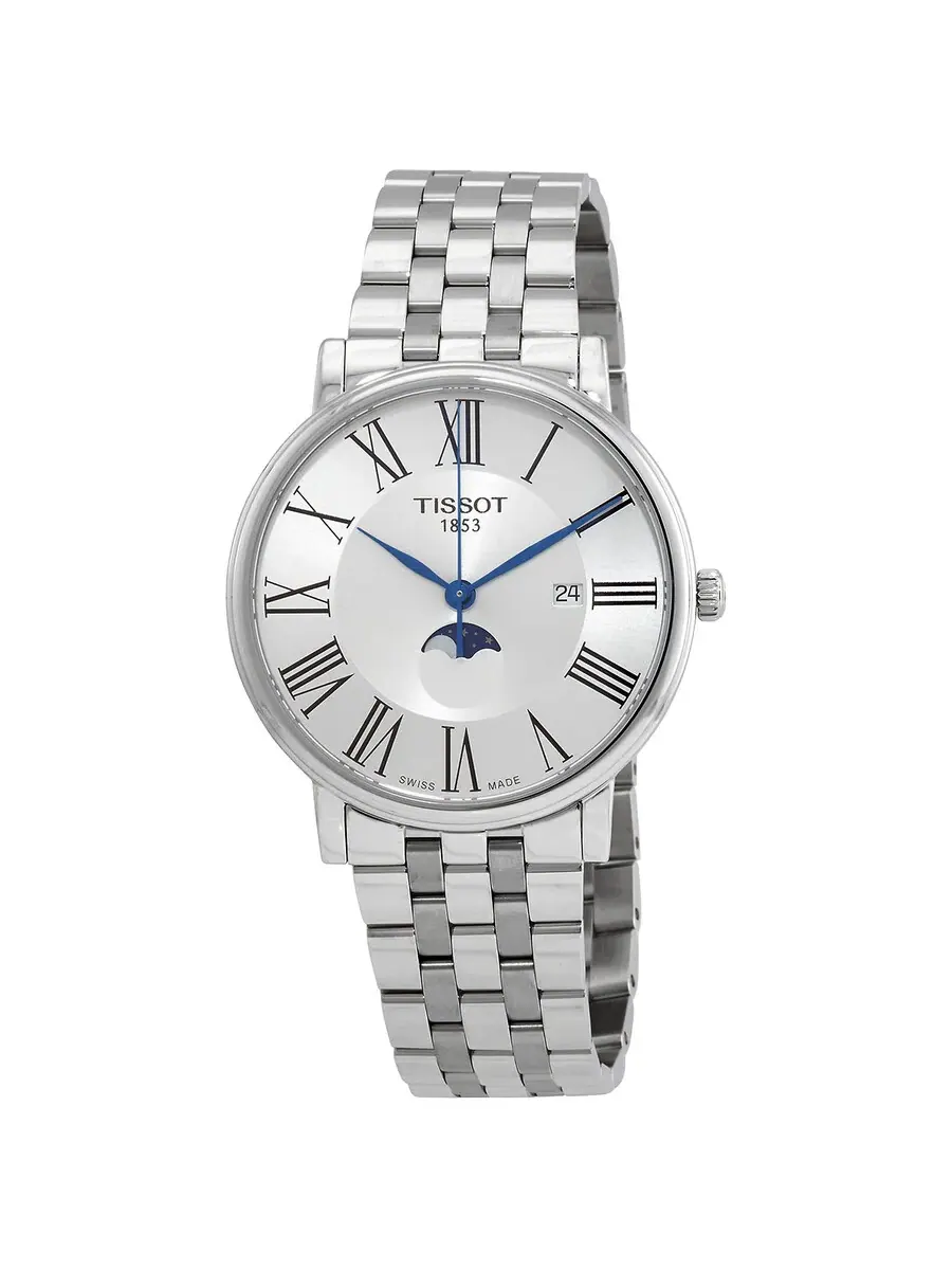 Мужские часы Tissot Carson Moon Phase Quartz с серебристым циферблатом T1224231103300
