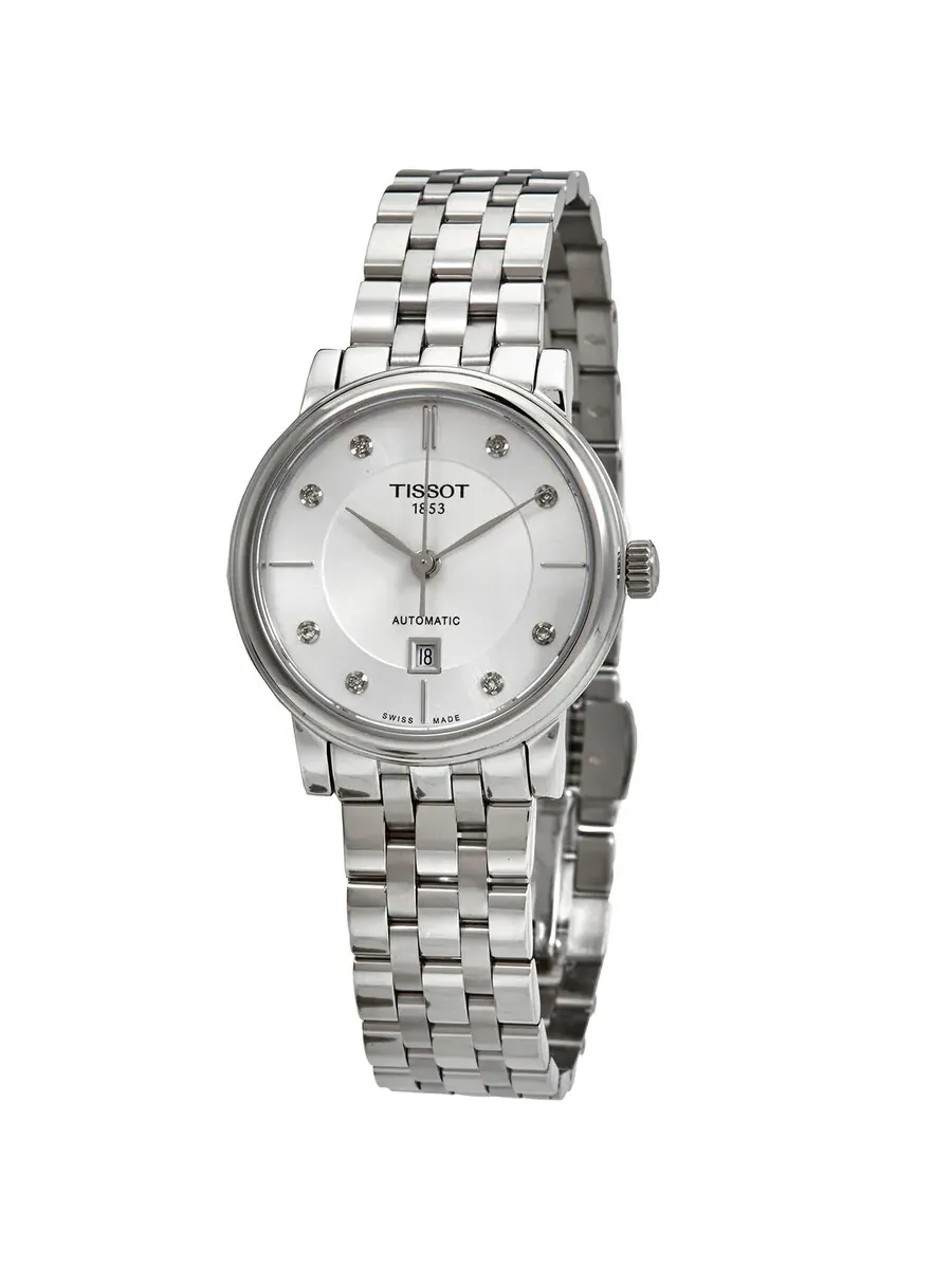 Женские часы Tissot Carson Premium Automatic с белым циферблатом и бриллиантами T122.207.11.036.00 — изображение 1 из 3