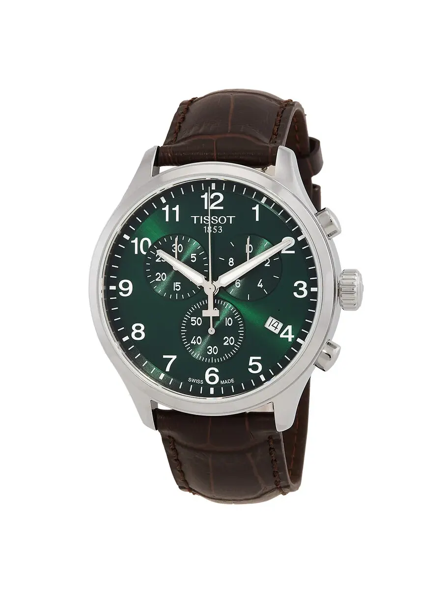 Мужские часы Tissot Chrono XL Classic Quartz с зеленым циферблатом T1166171609200 — изображение 1 из 3, оттенок серебряный