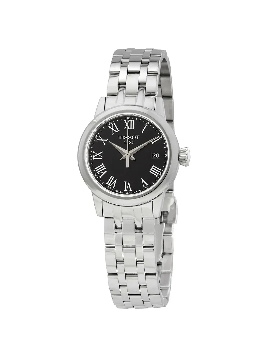 Часы Tissot Classic Dream Lady Quartz с черным циферблатом T129.210.11.053.00 — изображение 1 из 3, оттенок серебряный