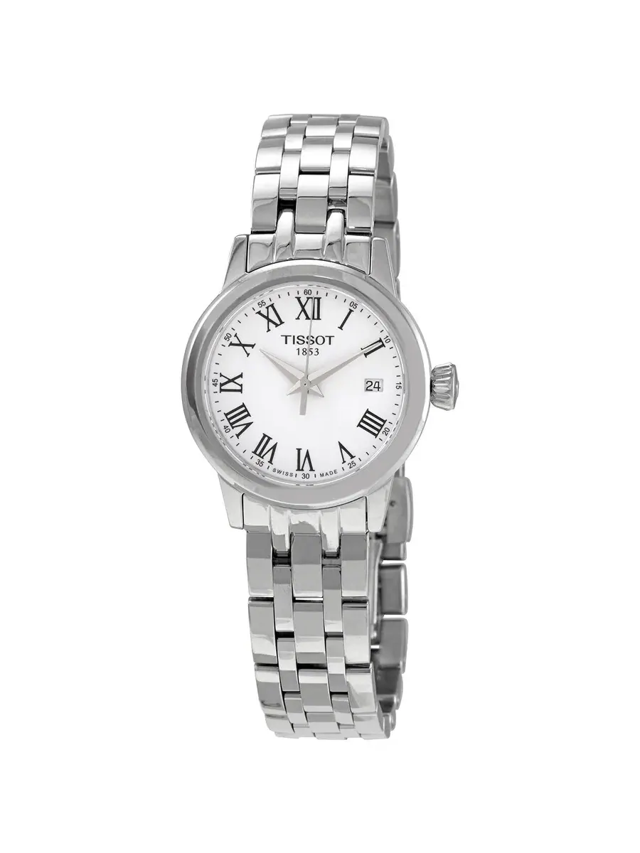 Женские часы Tissot Classic Dream Lady Quartz с белым циферблатом T129.210.11.013.00 — изображение 1 из 3, оттенок серебряный