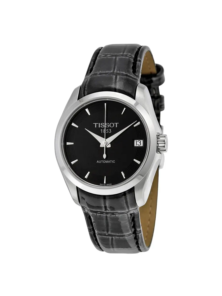 Женские часы Tissot Couturier Automatic с черным циферблатом T0352071605100 — серебристый