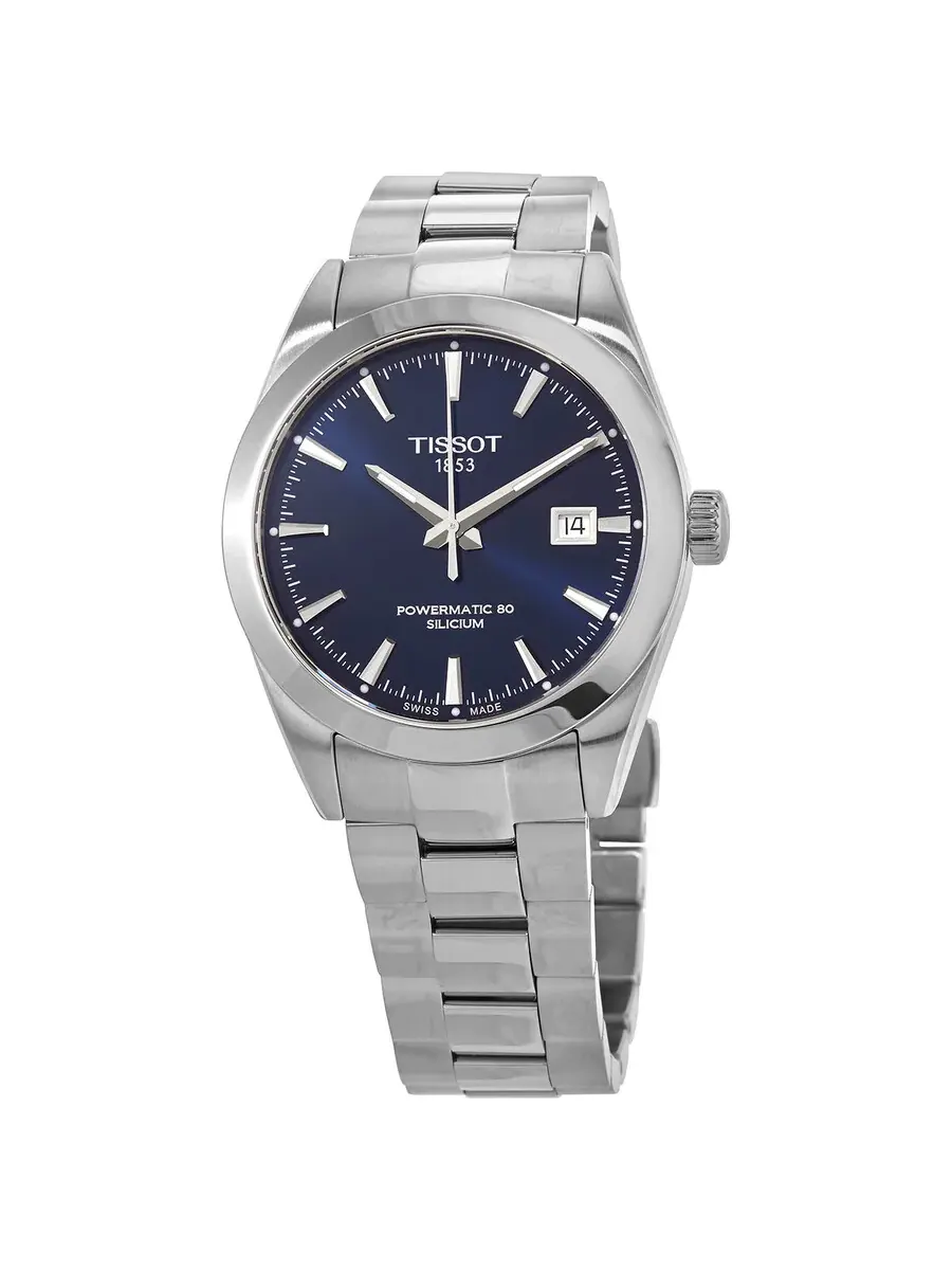 Мужские часы Tissot Gentleman Powermatic 80 с автоматическим заводом, синим циферблатом T127.407.11.041.00
