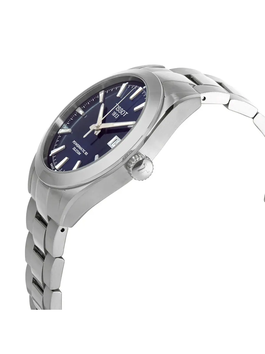 Мужские часы Tissot Gentleman Powermatic 80 с автоматическим заводом, синим циферблатом T127.407.11.041.00