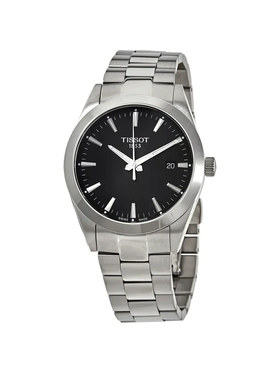 Мужские часы Tissot Gentleman Quartz с черным циферблатом T127.410.11.051.00 — изображение 1 из 3, оттенок серебряный