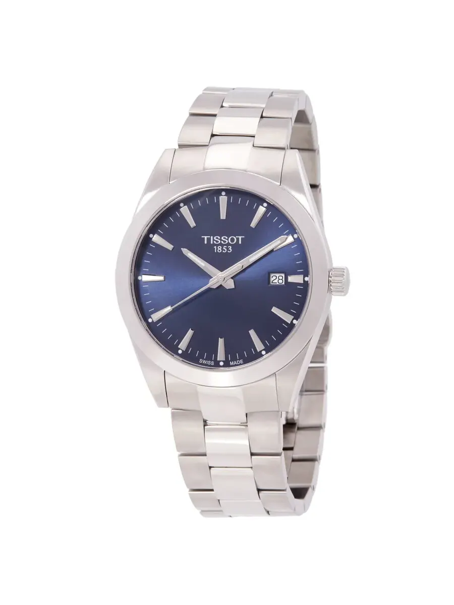 Мужские часы Tissot Gentleman Quartz с синим циферблатом T127.410.11.041.00 — изображение 1 из 3, оттенок серебряный