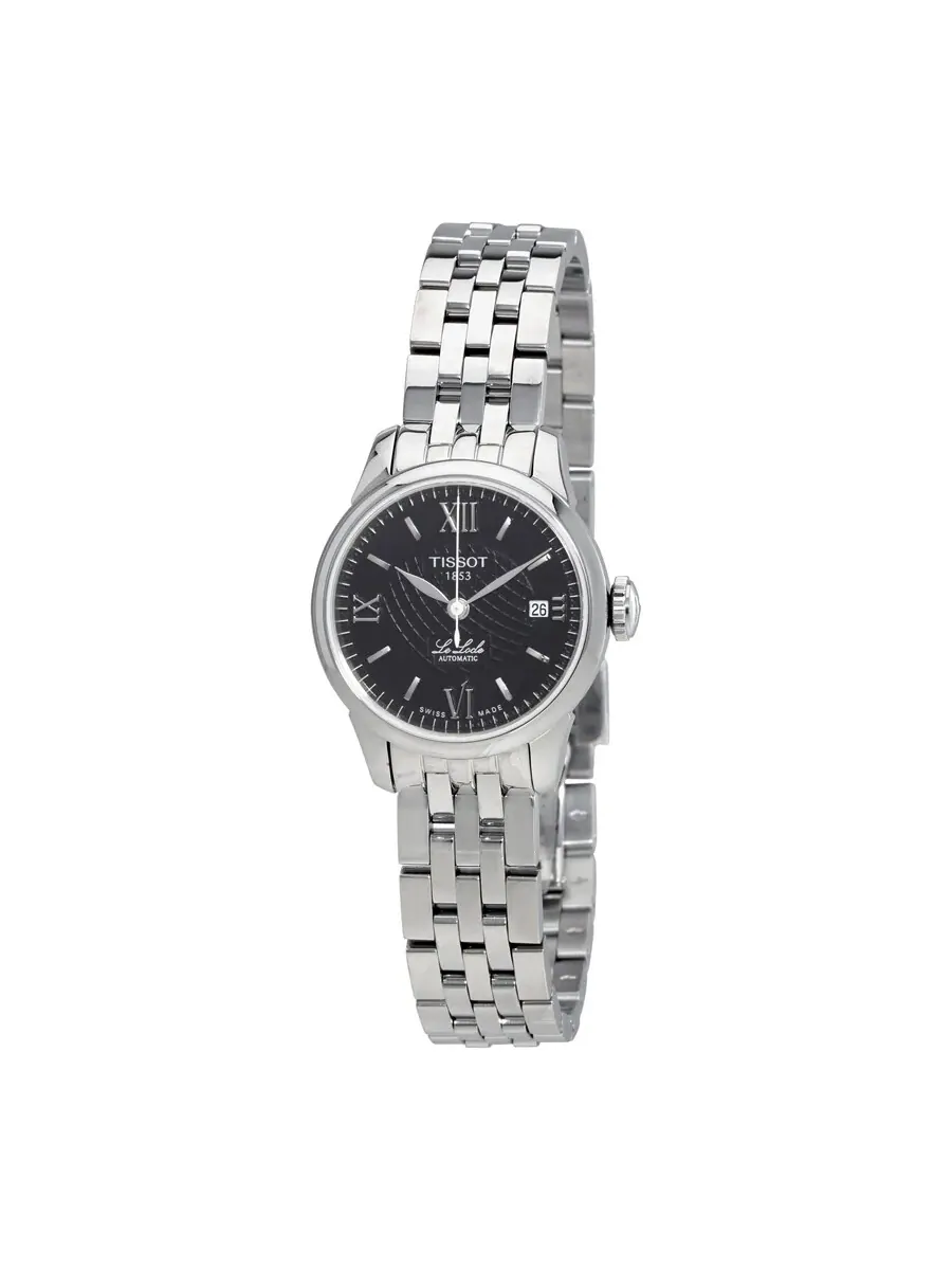 Женские часы Tissot Le Locle Automatic с черным циферблатом T41.1.183.53 — серебристый
