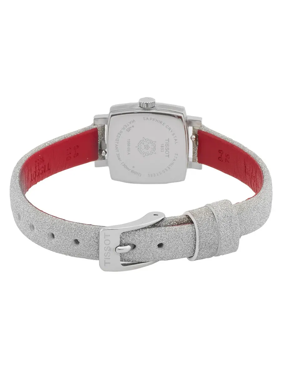 Женские часы Tissot Lovely Square Festive Kit Quartz с серебристым циферблатом и бриллиантами T0581091703602