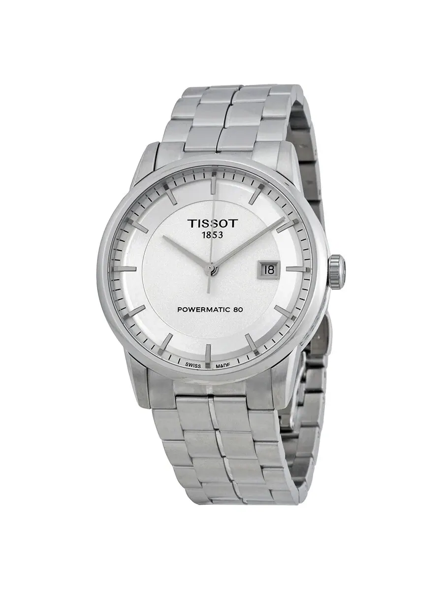 Мужские часы Tissot Luxury Powermatic 80 с серебристым циферблатом T0864071103100 — изображение 1 из 4, оттенок серебряный
