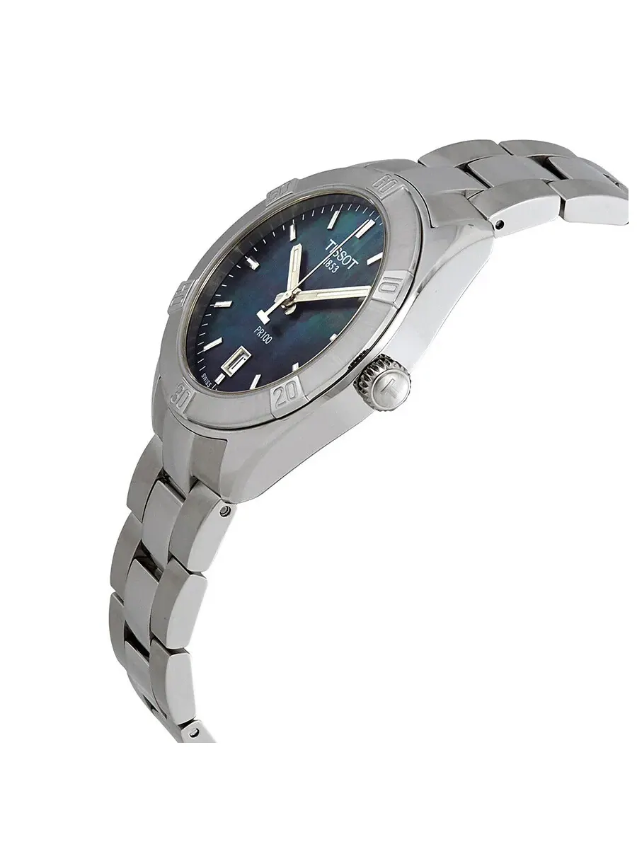 Женские часы Tissot PR 100 Sport Chic с черным перламутровым циферблатом T101.910.11.121.00 — изображение 2 из 3