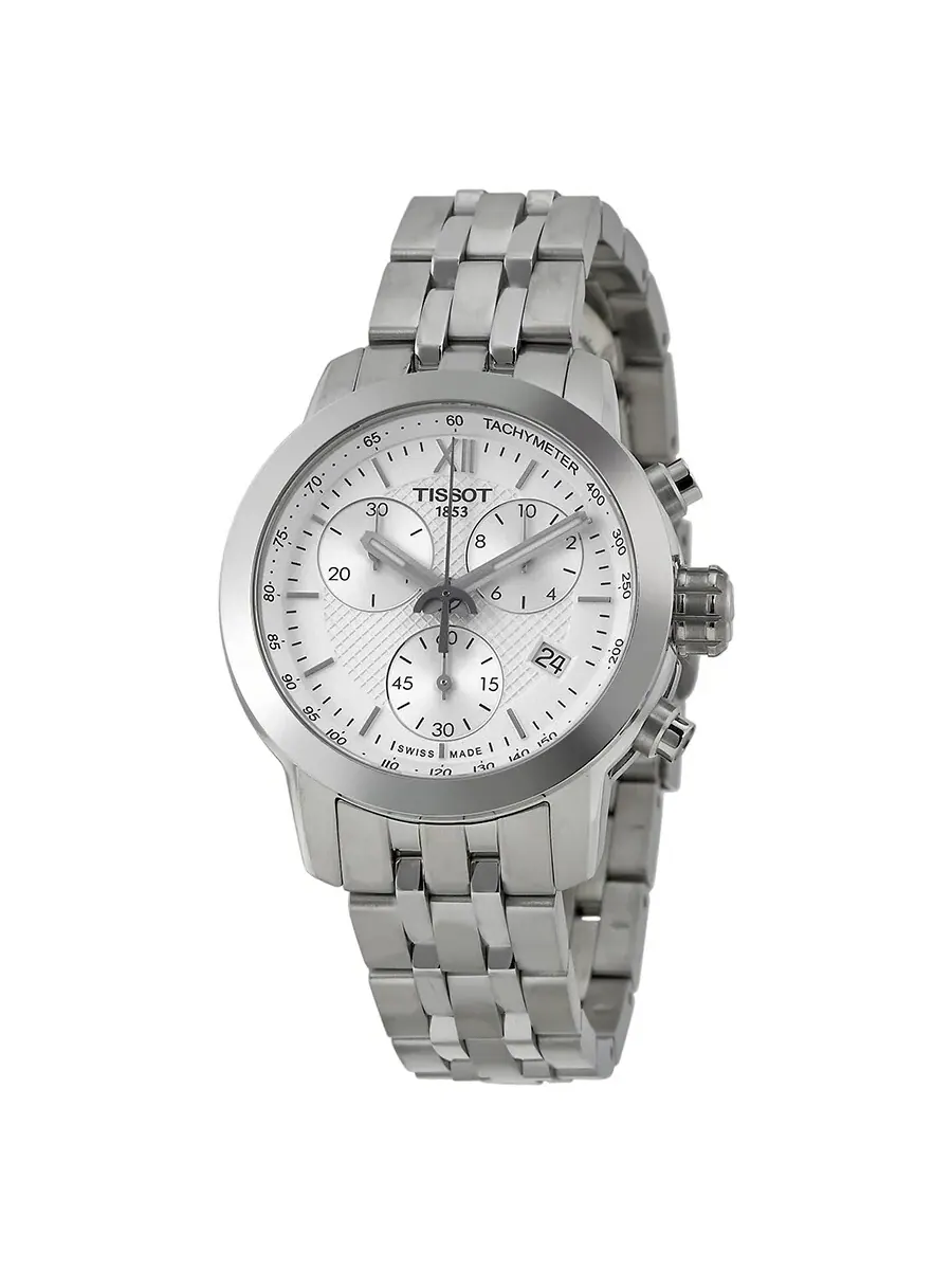 Женские часы Tissot PRC200 хронограф с белым циферблатом T0552171101800 — изображение 1 из 4, оттенок серебряный