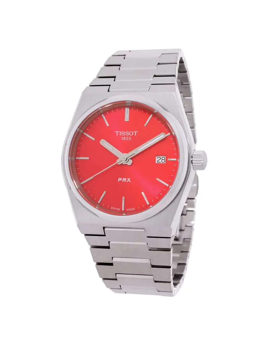 Женские часы Tissot PRX 35 Quartz с красным циферблатом T1372101142100