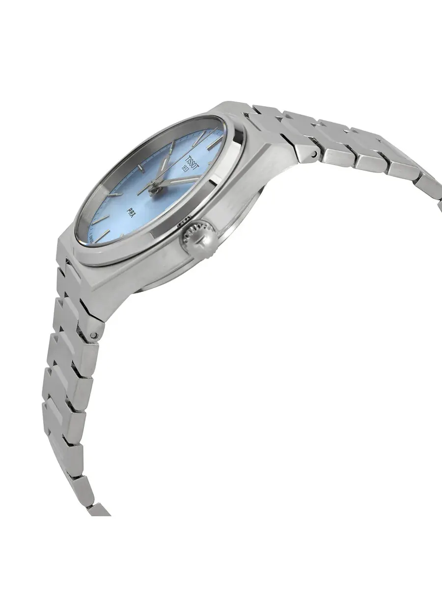 Женские часы Tissot PRX 35 с кварцевым механизмом и синим циферблатом T1372101135100 — изображение 2 из 3, оттенок серебряный