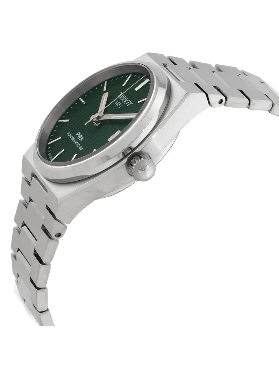 Часы Tissot PRX Automatic с зеленым циферблатом для мужчин и женщин T1372071109100 — изображение 2 из 3, оттенок серебряный