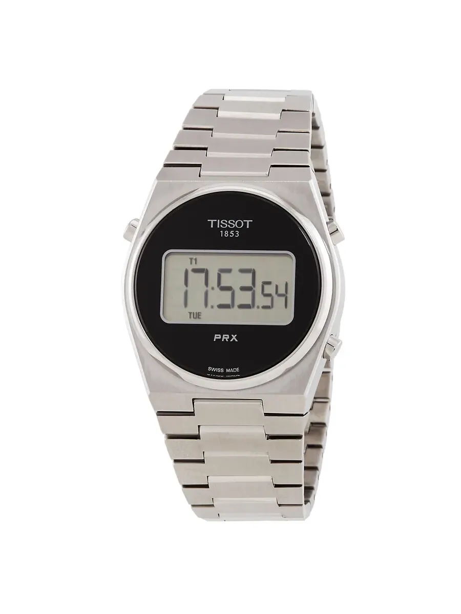 Мужские часы Tissot PRX Digital Quartz с черным циферблатом T1372631105000 — серебристый