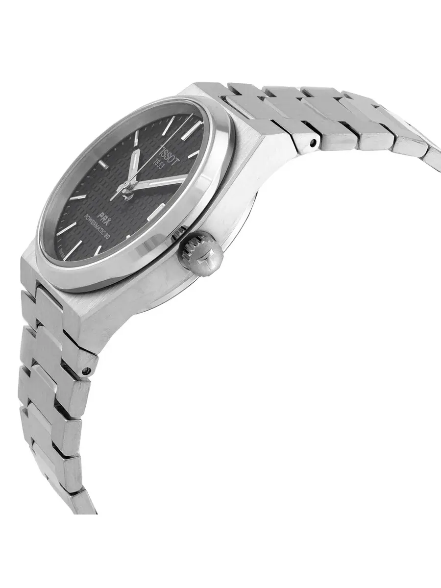 Часы Tissot PRX Powermatic 80 с автоматическим механизмом, черным циферблатом, унисекс T137.207.11.051.00, оттенок серебряный