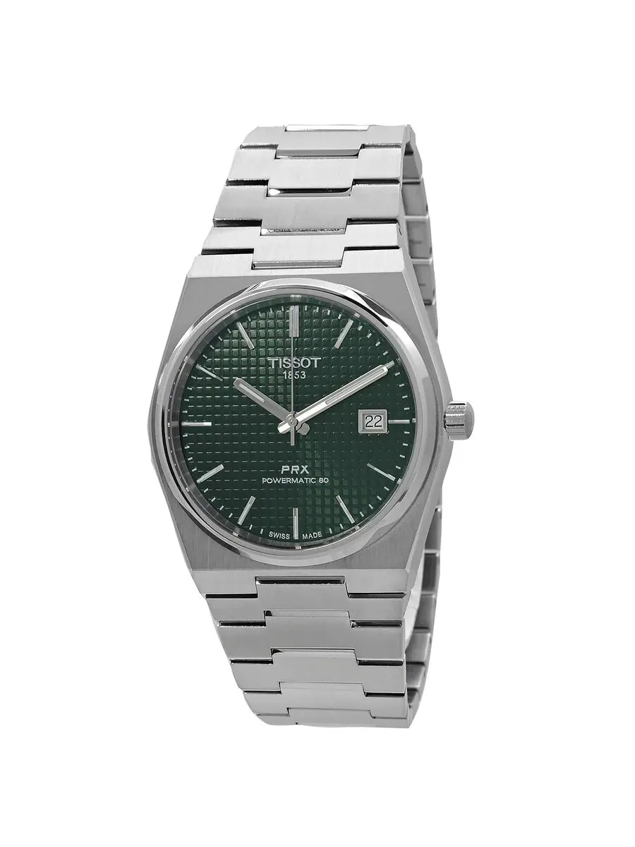 Мужские автоматические часы Tissot PRX Powermatic 80 с зеленым циферблатом T137.407.11.091.00 — изображение 1 из 4
