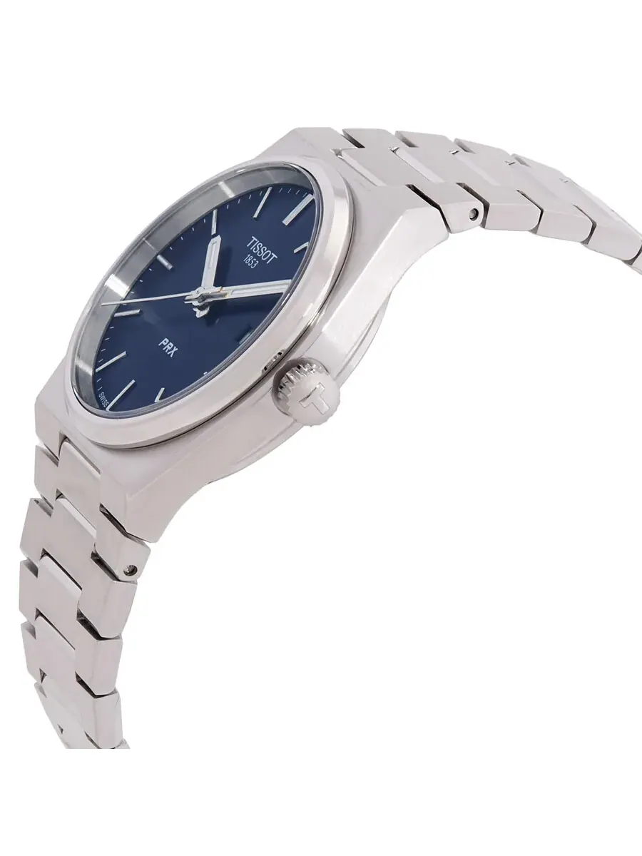 Часы Tissot PRX Quartz с синим циферблатом, унисекс, T1372101104100 — изображение 2 из 3, оттенок серебряный